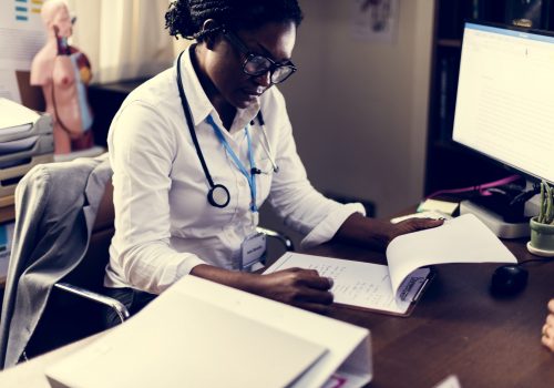 Doctor is working at the hospital